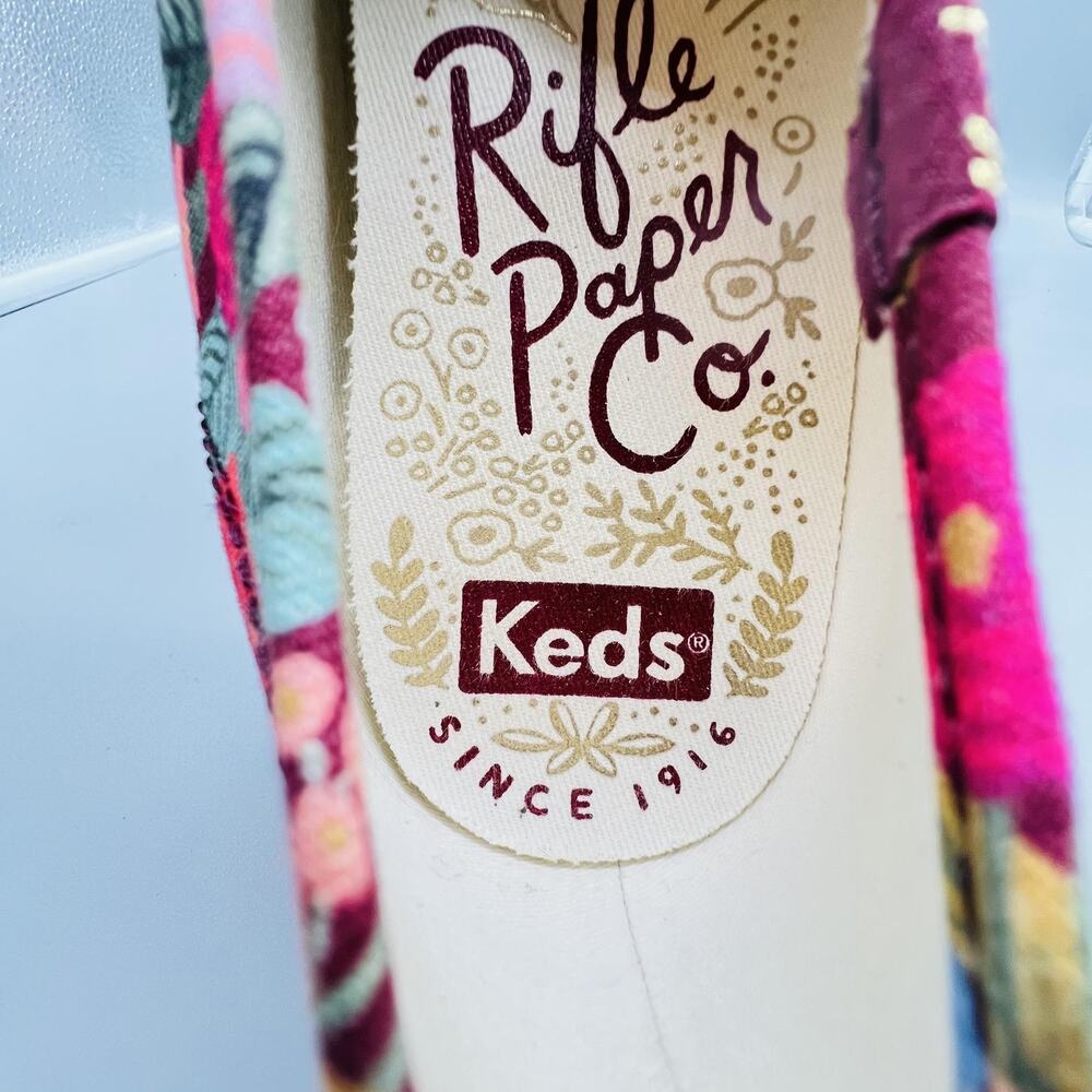 Keds Rifle Paper Co Shoes Womens 11 Multicolor Canvas Floral Slip On Sneakers - Picture 10 of 11